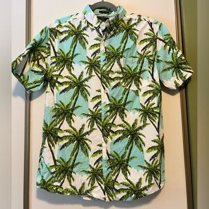 Men's Green Palm Print Casual Shirt